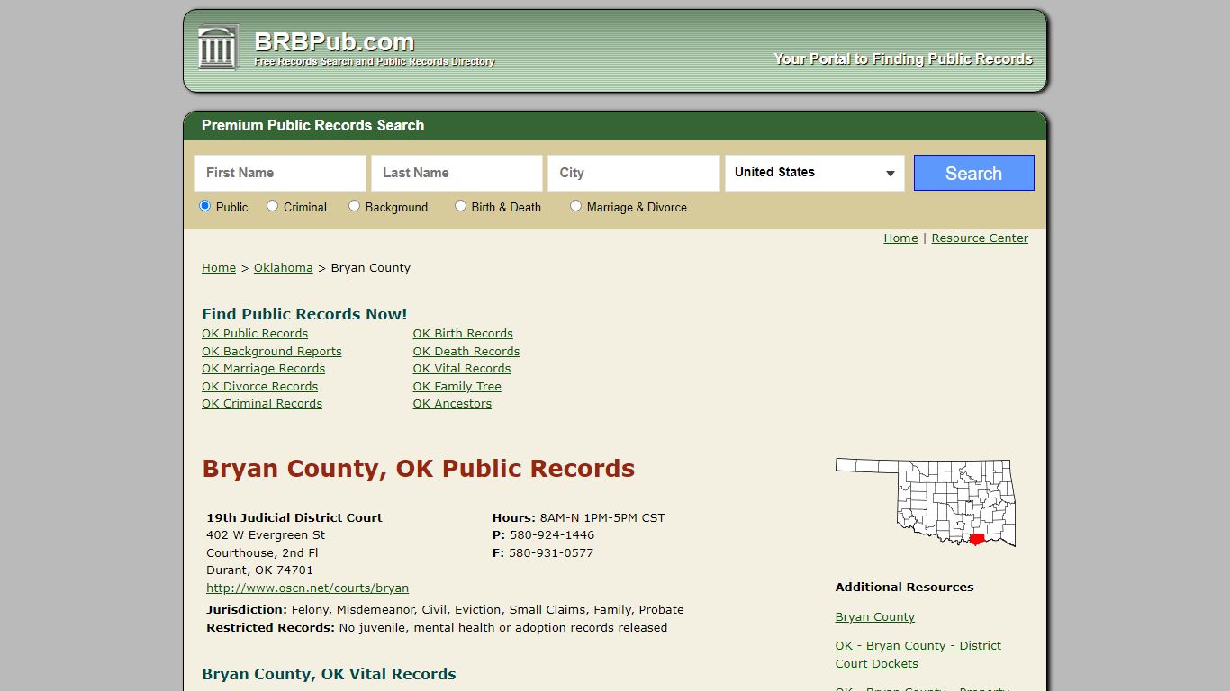 Bryan County Public Records | Search Oklahoma Government ...