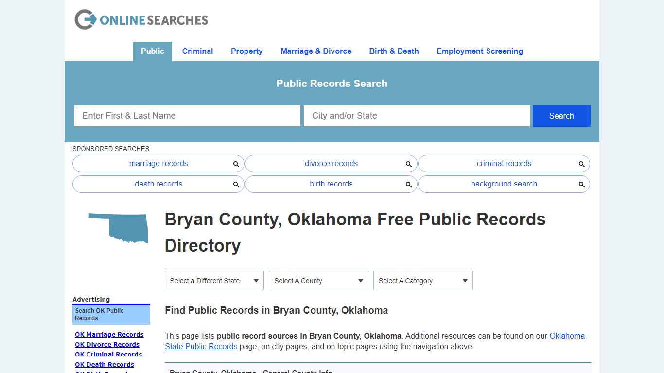 Bryan County, Oklahoma Public Records Directory
